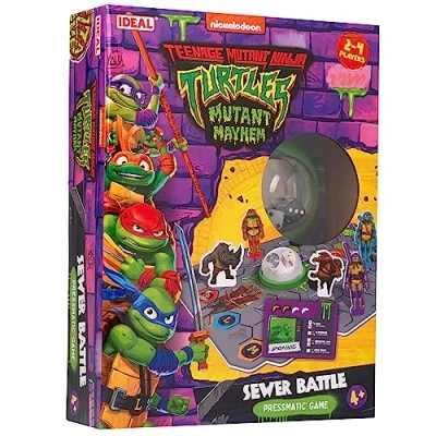Image of IDEAL Teenage Mutant Ninja Turtles: Sewer Battle Pressmatic Game Family Games For 2 7 Players Ages 4+