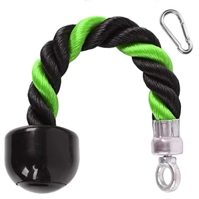 Image of XYZDOUBLE Tricep Rope Cable Attachment Nylon Triceps Pull Down Cord with Non Slip Handlestraining Multi Gym Fitness Workout Biceps or Home (13inch, Green)