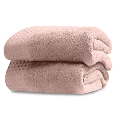Image of GC GAVENO CAVAILIA 100% Egyptian Cotton Bath Sheets Set, Luxury Soft Feel High Absorbent Bathroom Accessories, Waffle Towel, Blush Pink, 2PK Sheet, 644583