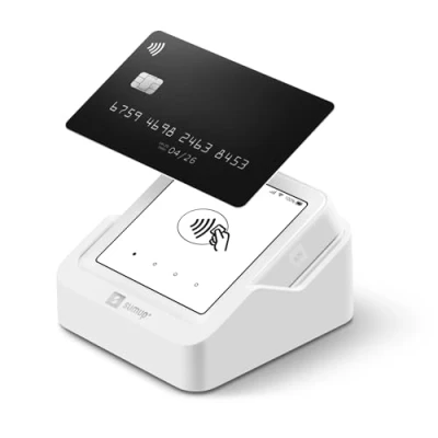 Image of SumUp Solo Credit card Payment Reader with Charging Station by SumUp. Full touch screen interface free SIM unlimited mobile data