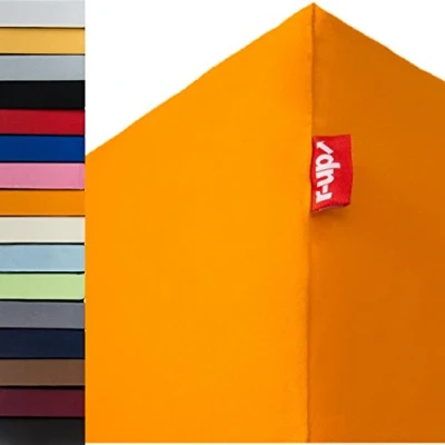 Image of r up “Passt Fitted sheet 140 x 200 160 to 35 cm height, many colours, 100% cotton, 130 g/m², Oeko Tex, stress free, also for high mattresses (orange)