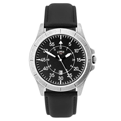 Image of Limit Men&#039;s Pilot Inspired Date Watch with Antique case and Black dial.