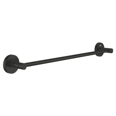 Image of GROHE Start QuickFix Towel Rail (Metal, Concealed Fastening, Including Screws and Dowels, Extra Easy to Fit QuickGlue), Size 504 mm, Matt Black, 411972430