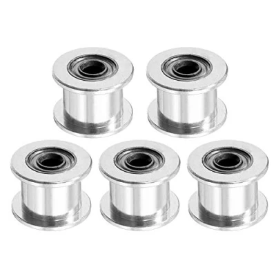 Image of Saipor 2GT Aluminum Timing Belt Idler Pulley (5pcs) Synchronous Wheel 20T 5mm Bore for 6mm Width Belt, 3D Printer Accessories (20T, 5mm, W 6mm, Toothless)