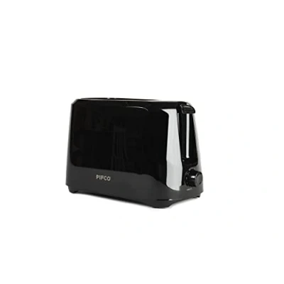 Image of PIFCO® Black Toaster 2 Slice 700W 6 Browning Controls &amp; Anti Jam Function Compact Design Easy to Clean with Removable Crumbs Tray
