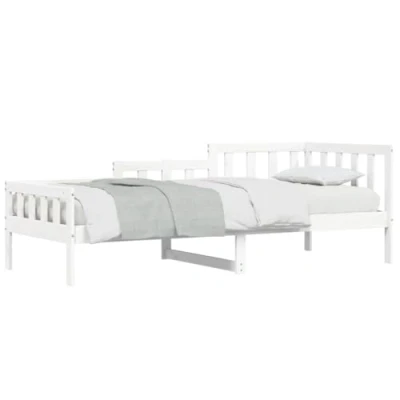 Image of vidaXL Solid Pinewood Day Bed Sofa Versatile Design for Daily Use, Bedroom/Living Room, Easy Assembly, Ample Storage, White Colour, 90x200 cm