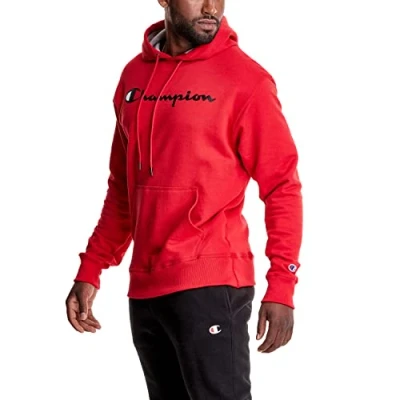 Image of Champion Men&#039;s Graphic Powerblend Fleece Hood Sweatshirt, Team Red Scarlet, S