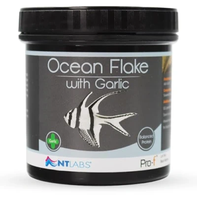 Image of NT Labs Pro f Ocean Flake with Garlic, Marine Fish Food, Flake, Supports Immune System, Contains SIZE 15gm