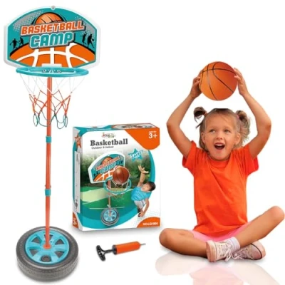 Image of Xwin Adjustable Junior Basketball Hoop with Ball, Pump Portable for Kids Teenagers Youth and Adults Large Base Stand Goals Indoor Outdoor Play