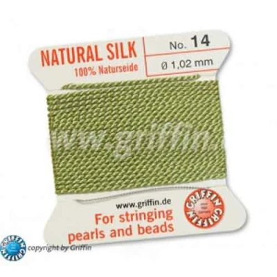 Image of Jade Green Size 14 Silk, 1.02mm Dia 2M Card with built in needle