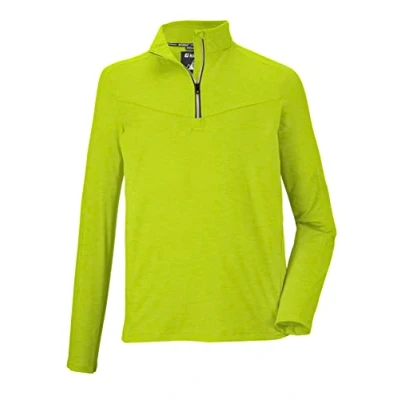 Image of Killtec (KILAH) KSW 37 MN LS SHRT 38691 000 Men&#039;s Functional Shirt with Stand Up Collar and Zip Spring Green M