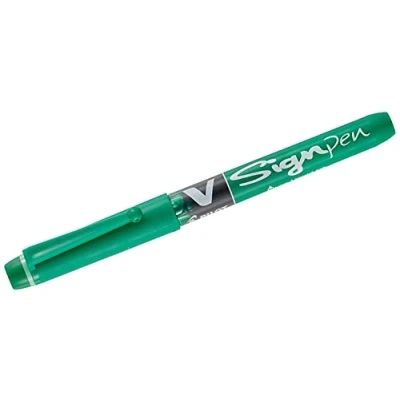 Image of Pack of 3 Pilot V Sign PenFibre Tip Pens Medium Nib 0.6 mm Line Width Green