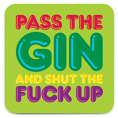 Image of Brainbox Candy Funny Rude &#039;Pass The Gin Coaster&#039; Small Gift Ideas for Him Her Friends Birthday Housewarming Present New Home Gifts Women Men