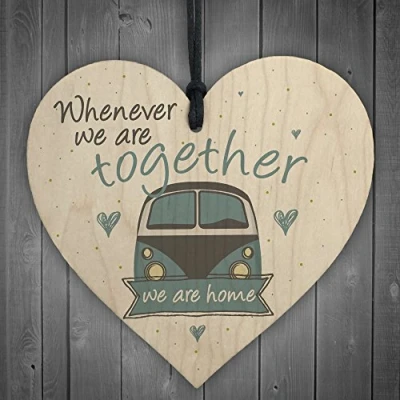 Image of RED OCEAN Together Caravan Wooden Hanging Family Plaque Shabby Chic Home Decor Sign Friendship Gift