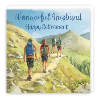 Image of Hunts England Walking Fun Retirement Card For Husband Milo&#039;s Gallery Walkers Retiring Hiking Fan