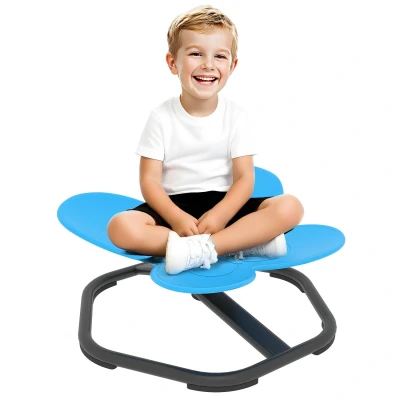 Image of Butterfly Shaped Kids Swivel Chair, Sensory Spinning Blue Aiyaplay