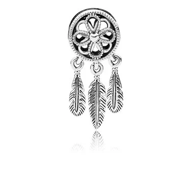 Image of PANDORA Moments Women&#039;s Sterling Silver Spiritual Dreamcatcher Bracelet Charm, No Box