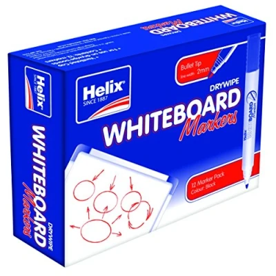 Image of Helix Whiteboard Dry Wipe Marker Pens Bullet Tip x12 (Black)