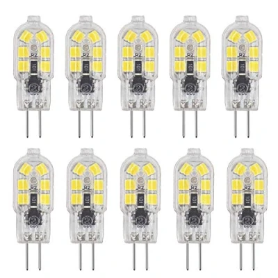 Image of Jiotouhu G4 LED Bulbs 2Watt, AC 220 240V, Cool White 6000K Lamps, 20 Watt Halogen Equivalent, 360Beam Angle, 200lm, Non Dimmable, Pack of 10