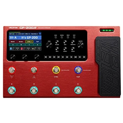 Image of Valeton Guitar Pedal Multi Effects Processor Bass Amp Modeling IR Cabinets Simulation with FX Loop MIDI I/O Expression Stereo OTG USB Audio Interface Red GP 200R