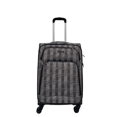 Image of Striped Medium Check in Suitcase 68 x 43 28 cm Lightweight Soft Shell Luggage