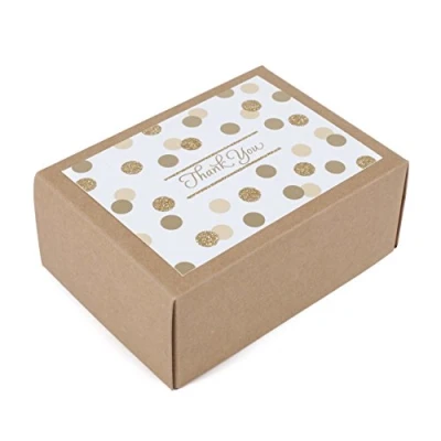 Image of Hallmark Thank You Cards, Gold Foil and Glitter Dots (40 Notes with Envelopes for Wedding, Bridal Shower, Baby Graduation)