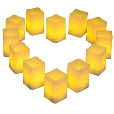 Image of Ymenow Battery Operated Candles with Timer, 12pcs Electric Fake LED Tea Lights Lamps External Candle Holder for Home Room Bedroom Wedding Party Decor, Medium Size 3.6 * 5.5cm