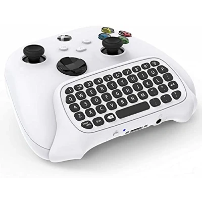 Image of Gamer Gear Wireless Keyboard QWERTY Gaming with Audio/headset Jack Lightweight &amp; Portable Mini 2.4 GHz Controller Keypad for Xbox Series X/S/Xbox One White