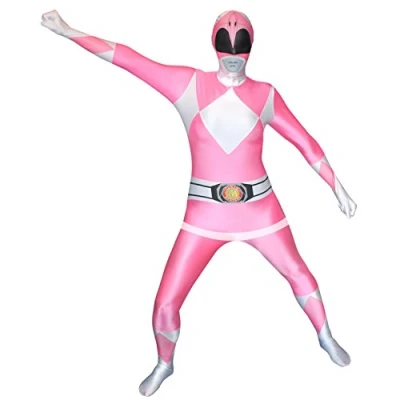 Image of Morphsuits Men&#039;s Power Rangers Adult Sized Costume, Pink, XXL UK