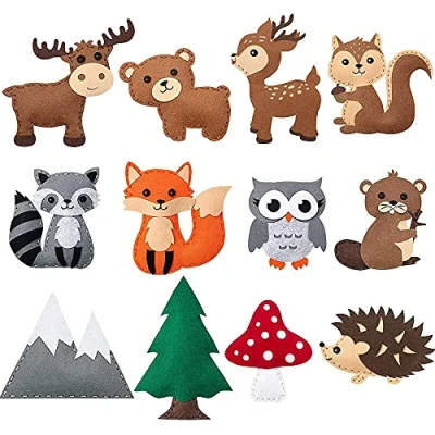 Image of Keyohome Felt Sewing Craft Kit, Animal Kit for Kids DIY Animals Fun Crafts Educational Beginner Children (Forest)