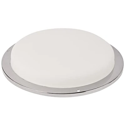 Image of Westinghouse Lighting Opal Frosted Drum Shade with Chrome Band, 24 cm White