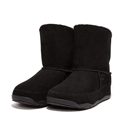 Image of FitFlop Original Mukluk Shorty Double Face Shearling Boots All Black 5 M (B)