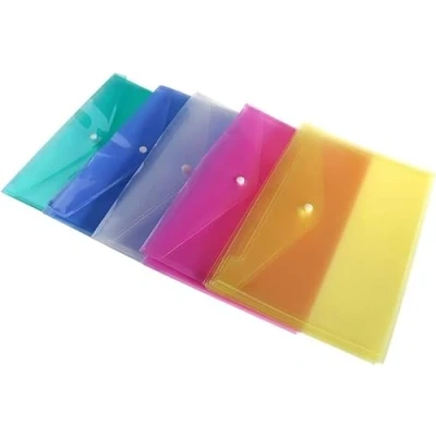 Image of File Folders A4 Plastic Wallets Documents School Office Stationery Paper Filing (10 pcs Clear or Design) (Clear)