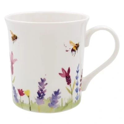 Image of Lesser &amp; Pavey British Designed Coffee Mug Ceramic Mugs for Home or Work Large Hot Drinks Lavender Bees 2 Tea and Cups Jennifer Rose Gallery