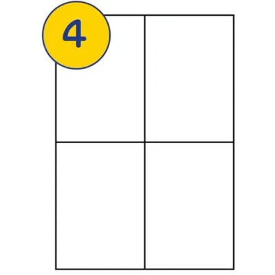 Image of LABELS4U 50 Sheets A4, 4 Label per Sheet, Size 105 x 148mm (200 Labels)