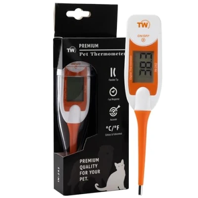 Image of Premium Pet Thermometer for Animal Owners of Dogs Cats Horses Flexible Digital Temperature Probe Includes Vets Veterinary Hobdays Chart Ideal First Aid Kit