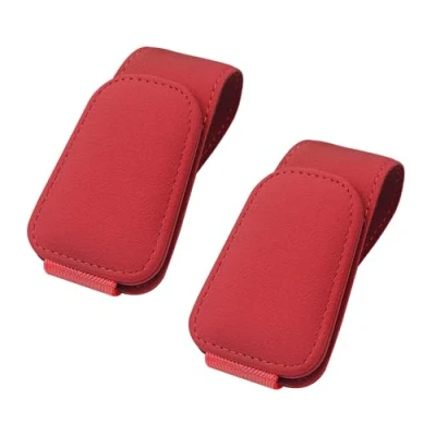 Image of Sunglasses Holders for Car Visor,Car Magnetic Glasses Holder Leather Clip and Ticket Card Suitable Interior Visor Different Size Eyeglasses. (Red/2 Packs)
