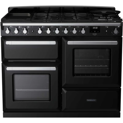 Image of RANGEMASTER Estel Deluxe ESDLO110DFPGBL/CM1 110 cm Dual Fuel Range Cooker Black &amp; Chrome,