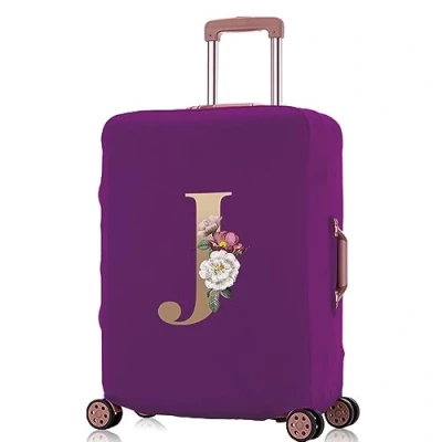 Image of Printed Design Travel Trolley Case Cover Protector Washable Suitcase Luggage Storage Covers for 18 28 inch (purple gold J, M (22 25 Luggage))
