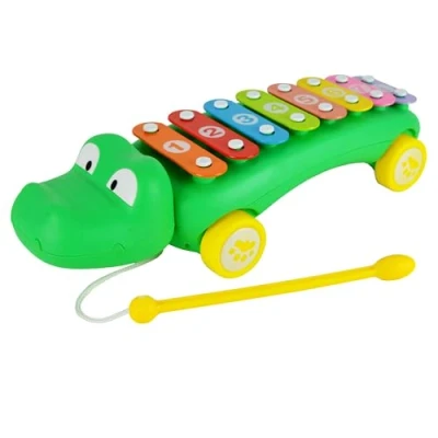 Image of Little Star Crocodile Pull Along Xylophone, Engaging Colourful Walk Alligator for Interactive Musical Development