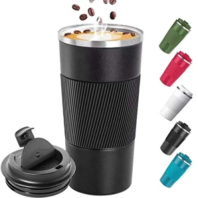 Image of Coffee Cup, Vacuum Reusable Leakproof Double Wall Insulation Stainless Steel Eco Friendly Travel Office Mug for Hot Tea and Cold Drinks, 17oz/510ml, Black