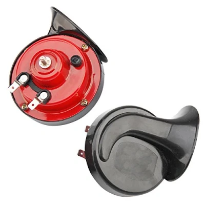 Image of 12V Twin Air Horn Dual Tone Set Electric Snail Horns Siren Universal 110dB Red Car Van Truck 4x4 Pick Up Motorcycle