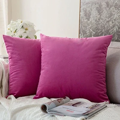 Image of MIULEE Decorative Velvet Cushion Covers 45cm x 45cm/Square Throw Pillowcases for Sofa Bedroom with Invisible Zipper 18x18 Inch Rose Sets of 2