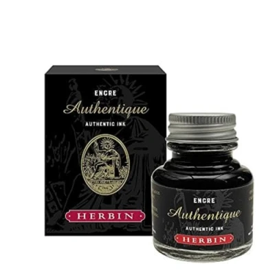 Image of Herbin 13991T Authentic 30ml ink bottle for fountain pens and rollerball pens, Black