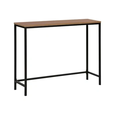 Image of Beliani Console Table Dark Wood Top Black Metal Legs Industrial Living Room 100 x 30 cm Tulia