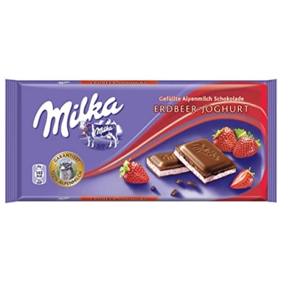 Image of Milka Strawberry Yoghurt, Chocolate, 100 g, Pack of 5 x g