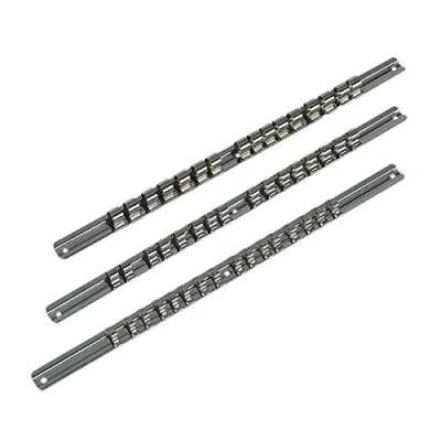 Image of Sealey Premier Socket Retaining Rail Set 3pc 1/4&quot;, 3/8&quot; &amp; 1/2&quot;Sq Drive