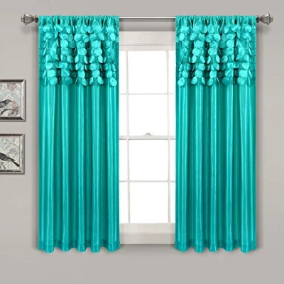 Image of Lush Decor Circle Dream Window Curtains Panel Set for Living, Dining Room, Bedroom (Pair), 54&quot; W x 63&quot; L, Turquoise