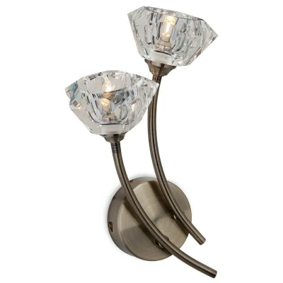 Image of Clara 2 Light Indoor Wall Antique Brass, Clear Glass, G9