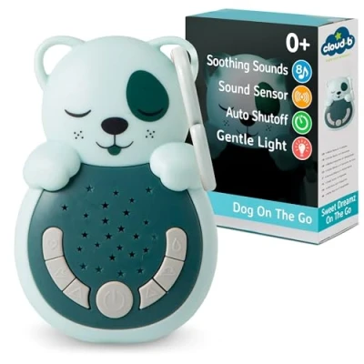 Image of Cloud b Travel Comforting Sound Machine w/Calming Light 4 White Noise and Lullabies Re Activating Smart Sensor Sweet Dreamz Dog
